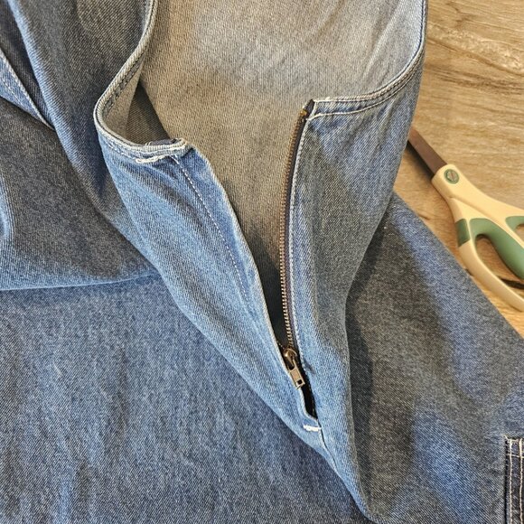 90s‎ Womens Overall Dress Denim Jean Cargo Sz L Blue Sleeveless Teacher NWT Sz L - Picture 5 of 8